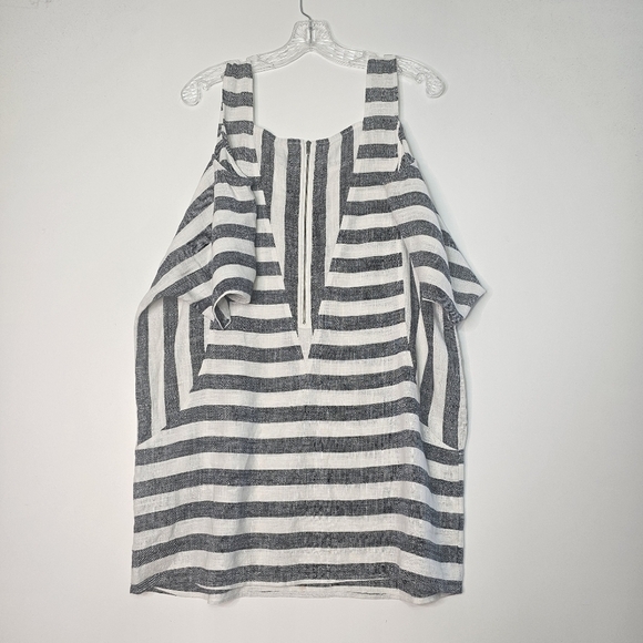 Soft Surroundings Women's Sunset Striped Cold Shoulder Linen Tunic sz Small - Picture 2 of 14